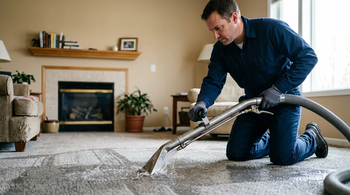 Water damage restoration technician working near Wathena, KS